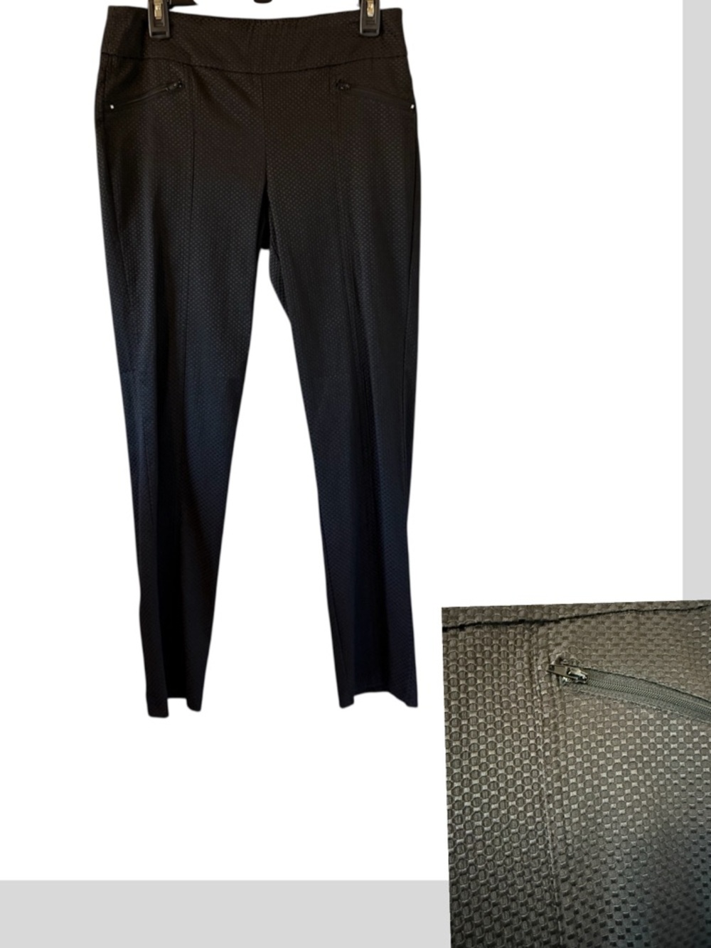 SoHo Apparel Ltd Black Pull on Textured Slim Leg Cropped Pants Petite Medium PM